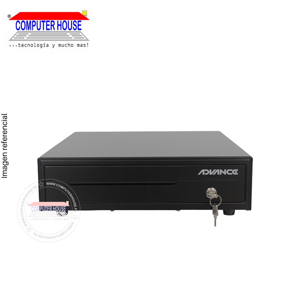 Gaveta de dinero ADVANCE ADV-5421, 4 ranuras, RJ11, Negro.