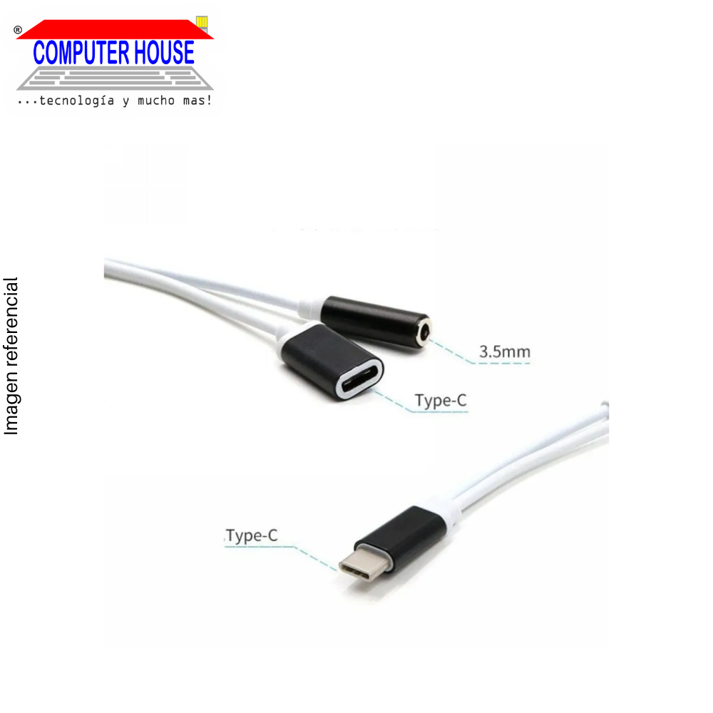 3.5mm Female + Type C Female Plug/Jack Adapter to Type C connection.
