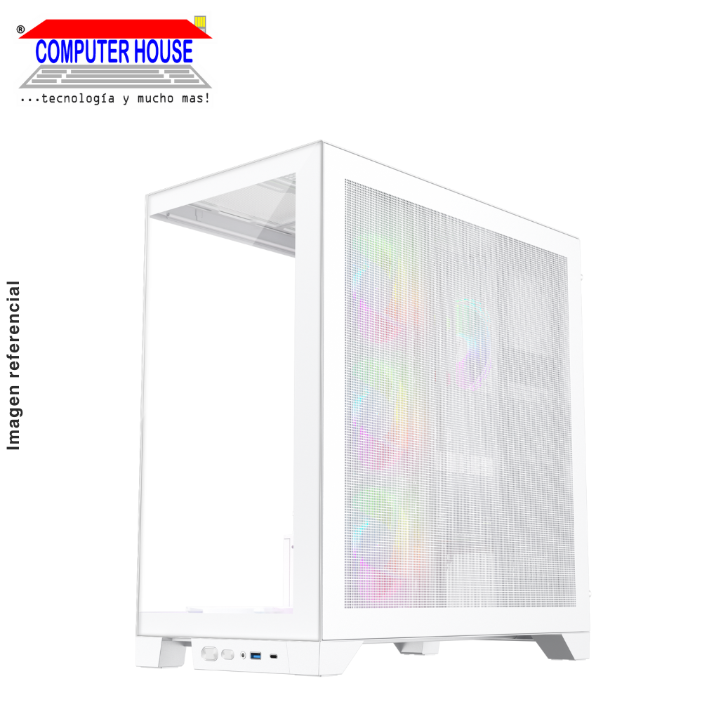 Case 1St Player Mi8, White, NO POWER, Double-sided tempered glass, ARGB. 