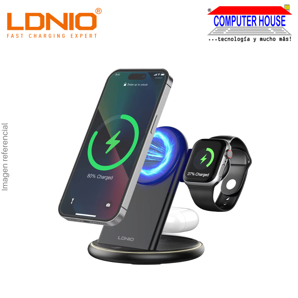 LDNIO WL02 3 in 1 Desktop Wireless Charger, Magnetic Charging.