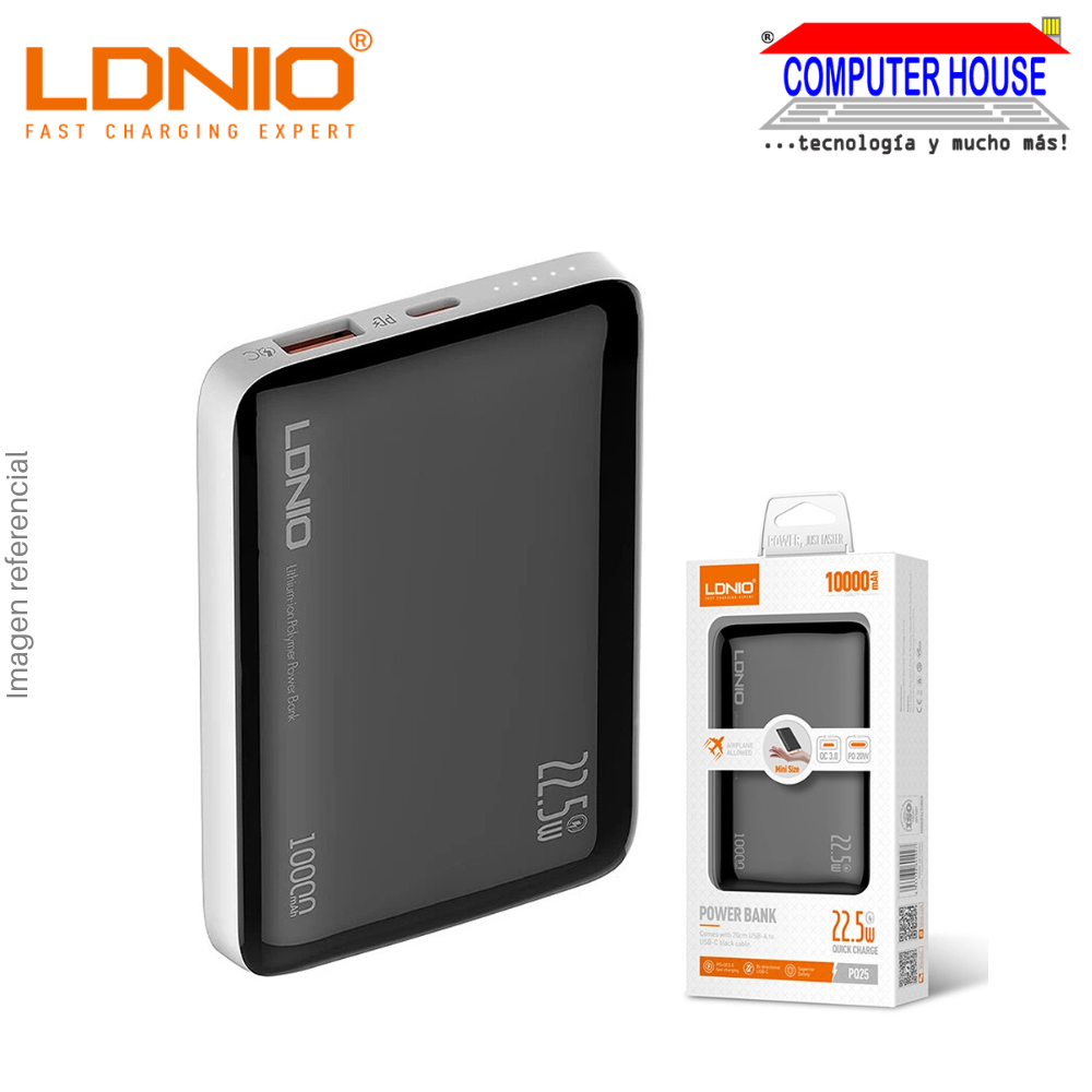 Power Bank LDNIO 10000 mAh PQ25 Fast Charge 22.5W - Black