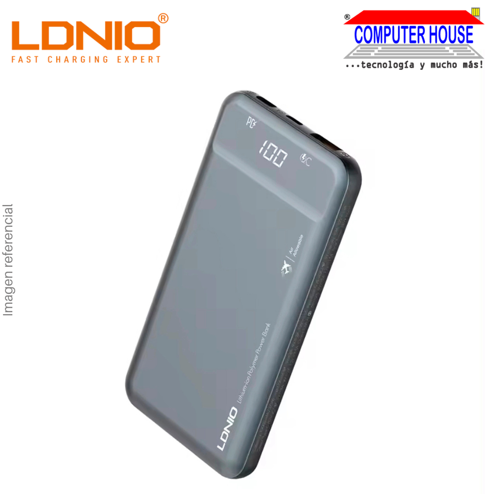 Power Bank LDNIO 10000 mAh PQ10 Fast Charge 22.5W - Gray