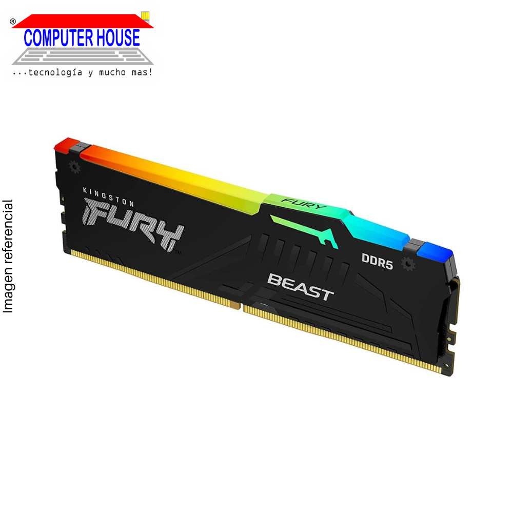 Memoria RAM DDR5 DIMM KINGSTON 16GB, 5600Mhz, Fury Beast, RGB.