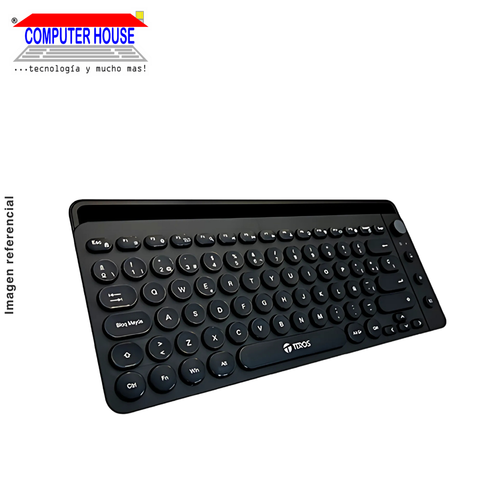 Teclado inalámbrico TEROS TE-4064, Negro, Conexión USB/Bluetooth, Recargable