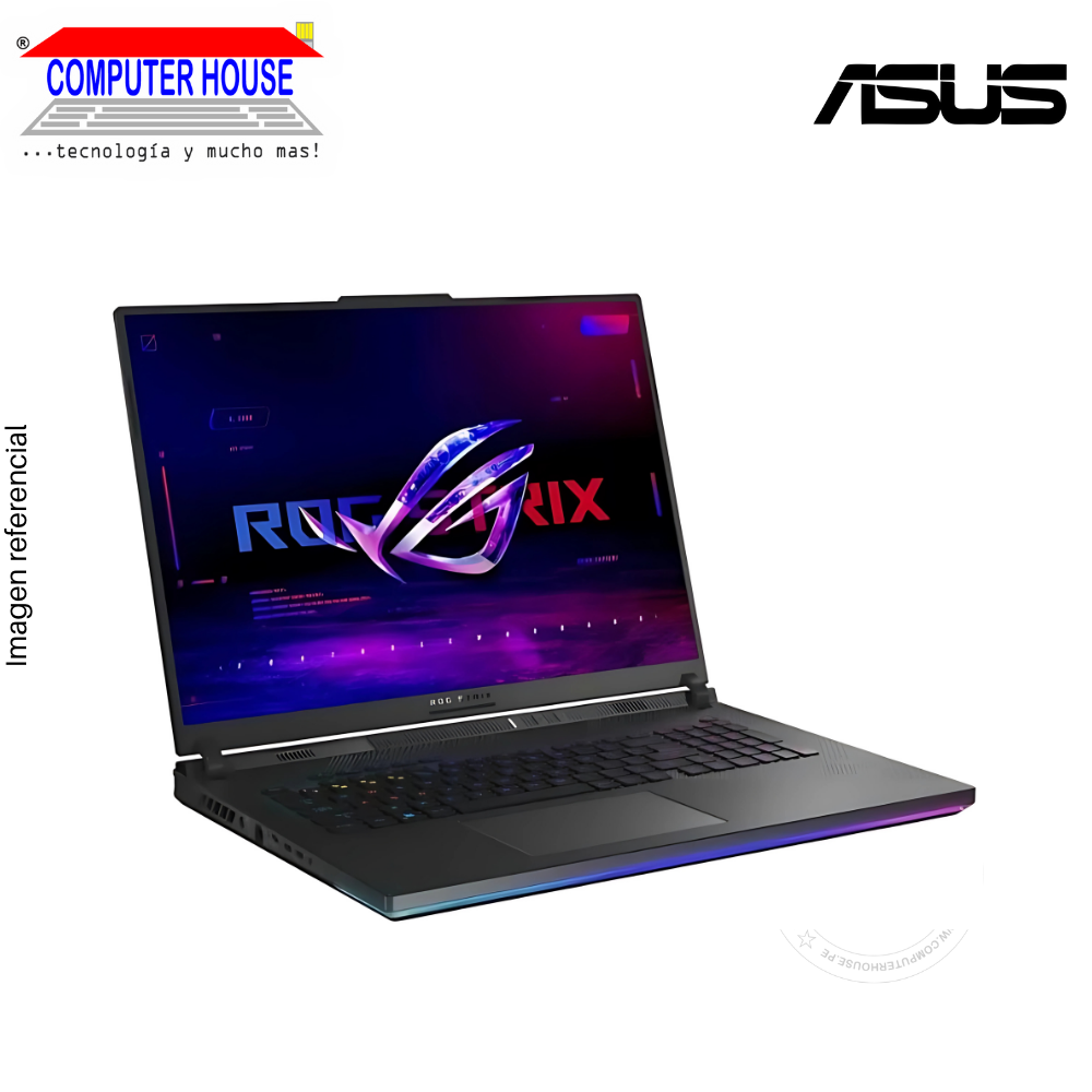 Laptop ASUS StrixScar, Core i9-14900HX, RAM 32GB DDR5, SSD 2TB, Video RTX4090 16GB, 18″ WQXGA 240Hz, Teclado en Inglés, Windows 11 Pro.