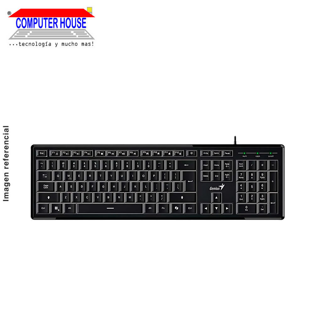 GENIUS Slimstar 820 Wired Keyboard (31310055401), Illuminated, Black, USB 