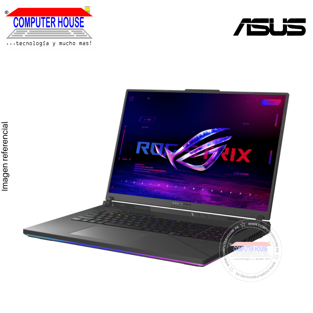 Laptop ASUS RogStrix G18, Core i9-14900HX, RAM 32GB DDR5, SSD 2TB, Video RTX4080 12GB, 18″ WQXGA 240Hz, Teclado en Inglés, Windows 11.