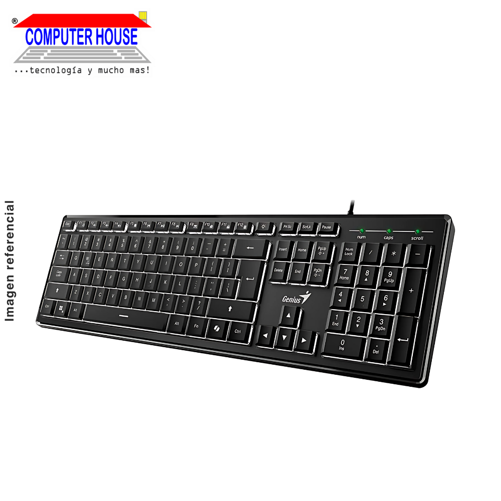 GENIUS Slimstar 820 Wired Keyboard (31310055401), Illuminated, Black, USB 