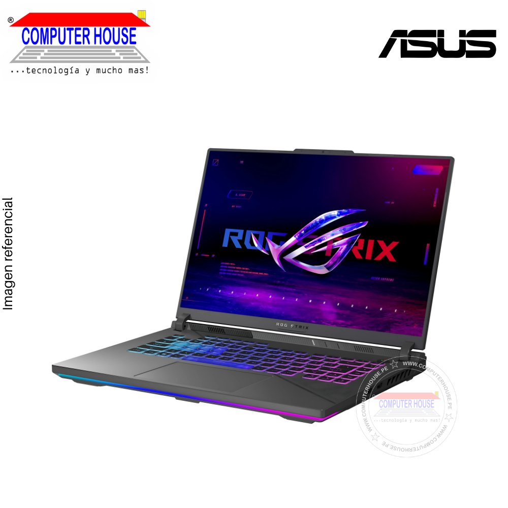 Laptop ASUS StrixScar, Core i9-14900HX, RAM 16GB DDR5, SSD 1TB, Video RTX4070 8GB, 16″ QHD 240Hz, Teclado en Inglés, Windows 11.