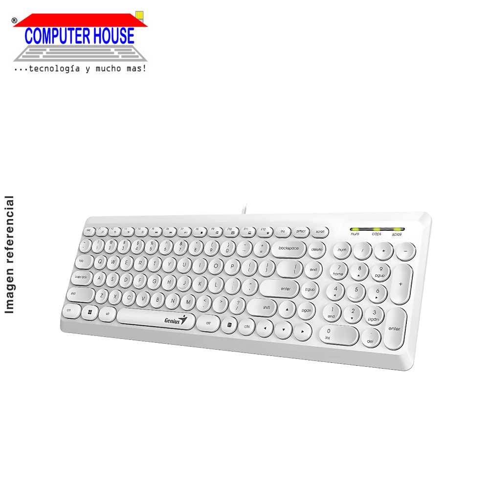 GENIUS Teclado alámbrico SLIMSTAR Q200 (31310020411), White, USB.