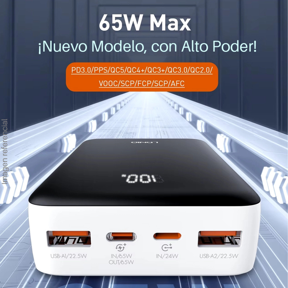 Power Bank LDNIO 20000 mAh PQ27 Fast Charge 65W - Black