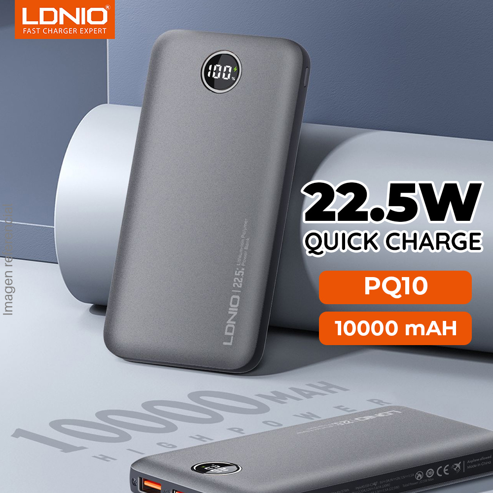 Power Bank LDNIO 10000 mAh PQ10 Fast Charge 22.5W - Gray