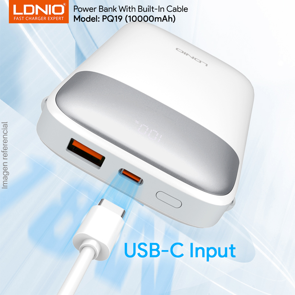 Power Bank LDNIO 10000 mAh PQ19 Fast Charge 22.5W - White