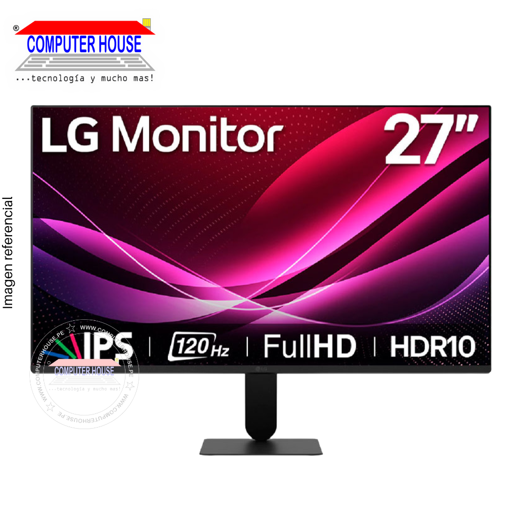 Monitor LG 27" 27U411A-B Plano, 120Hz, 5MS, FHD IPS, sRGB, 1920x1080, HDMIx1/VGAx1/HP-Out.