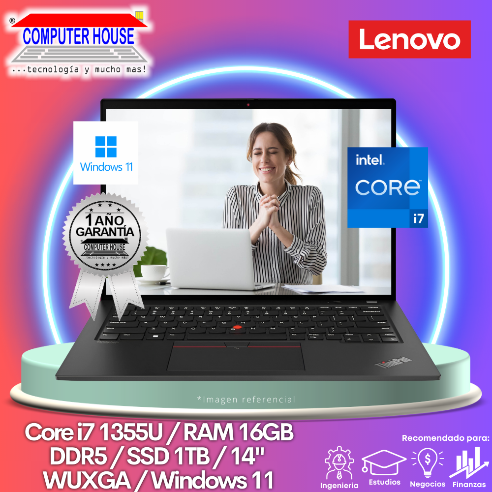 Laptop LENOVO ThinkPad T14s, Core i7-1355U, RAM 16GB DDR5, SSD 1TB, 14