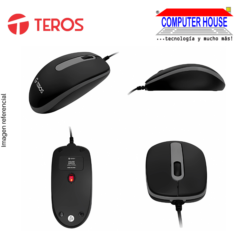 TEROS TE-1220S Optical Mouse, 1000 DPI, USB, 3 Buttons