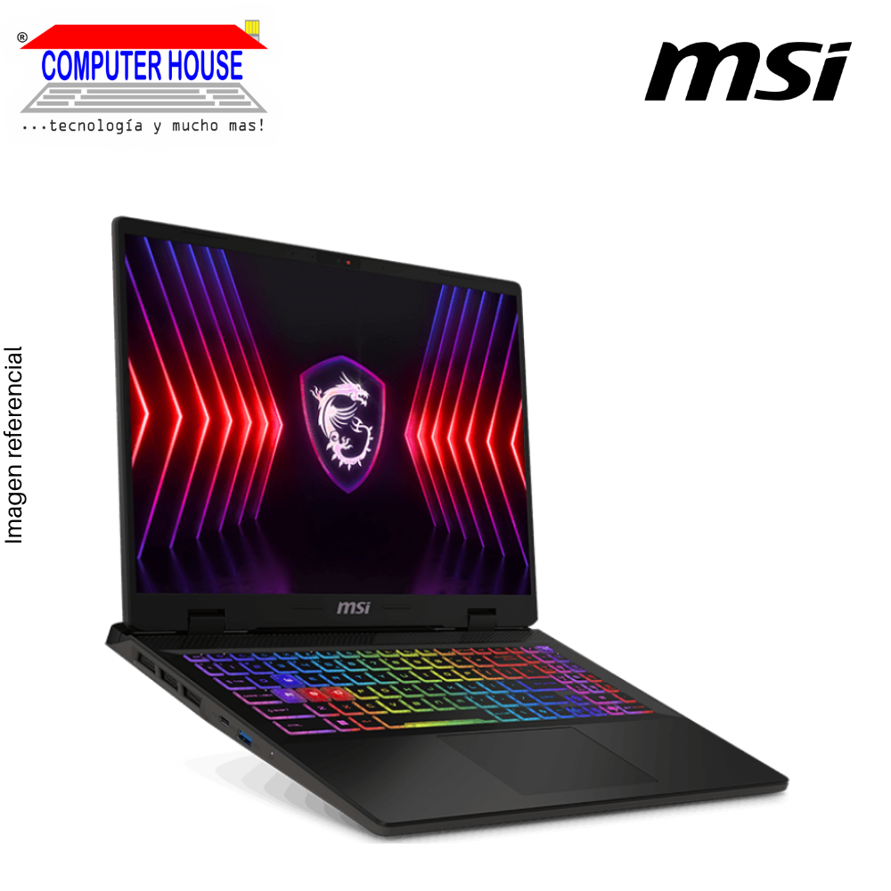 Laptop MSI Sword 16 HX, Core i7-14650HX, RAM 16GB DDR5, SSD 1TB, Video RTX4060 8GB, 16" FHD 144Hz, Teclado en Inglés, Windows 11.