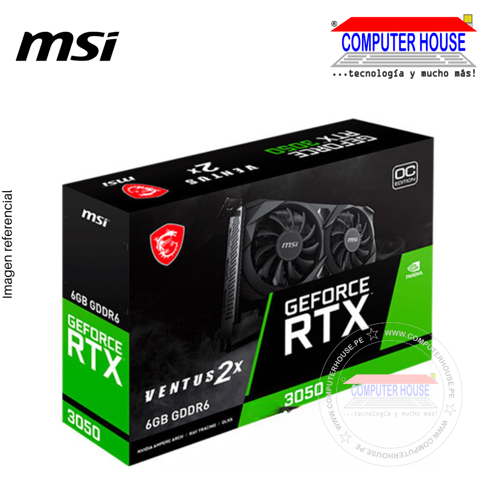 MSI RTX3050 6GB Video Card, GDDR6, Ventus 2X OC, Nvidia GeForce, 1xDisplayPort/2xHDMI 