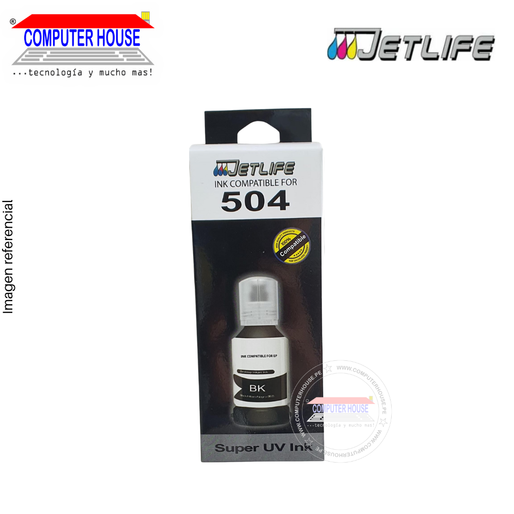 Tinta Jetlife compatible para 504, Super UV Ink, 127ml, Negro.