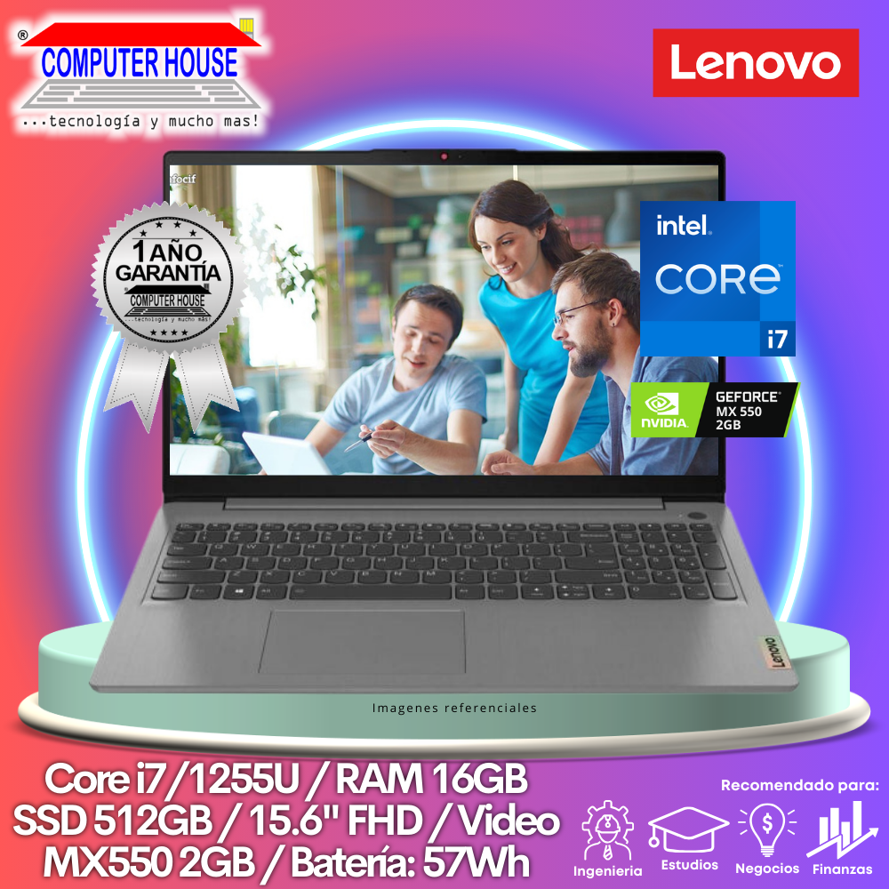 Laptop LENOVO IdeaPad 5, Core i7-1255U, RAM 16GB, SSD 1TB, 15.6″ FHD, Video 2GB, FreeDos.