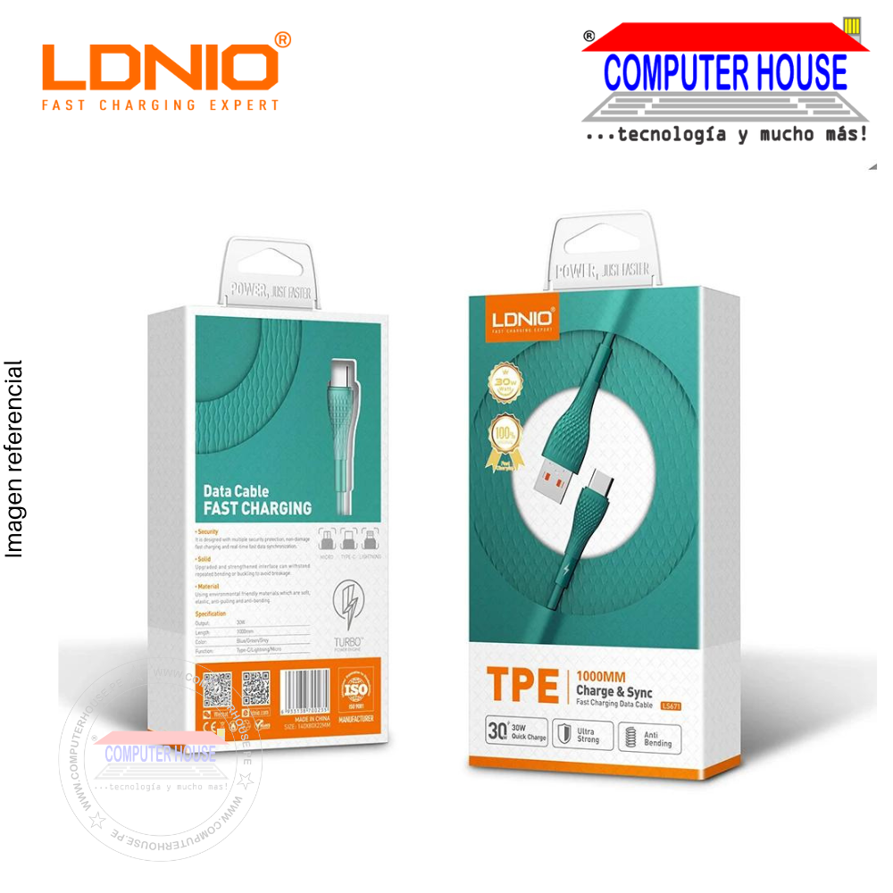 LDNIO LS671 fast charging Type C cable, 1 meter, 30W. 
