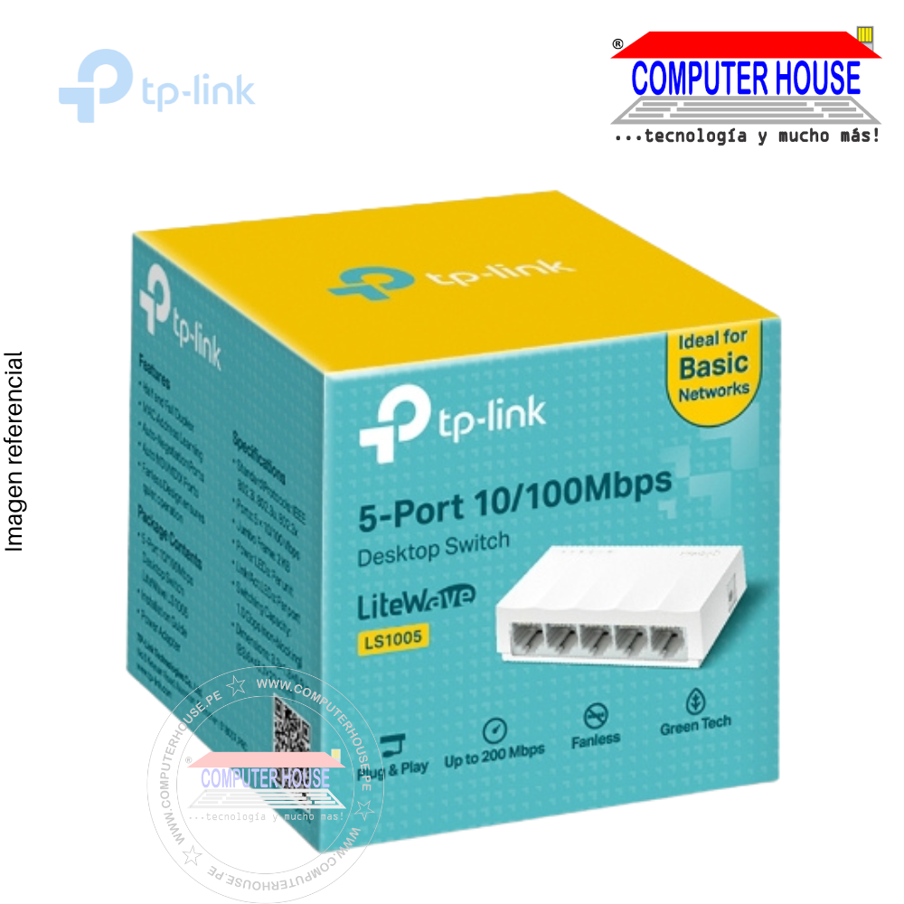 TP-LINK LS1005 Switch, 5 Ports, RJ45 10/100Mbps. 