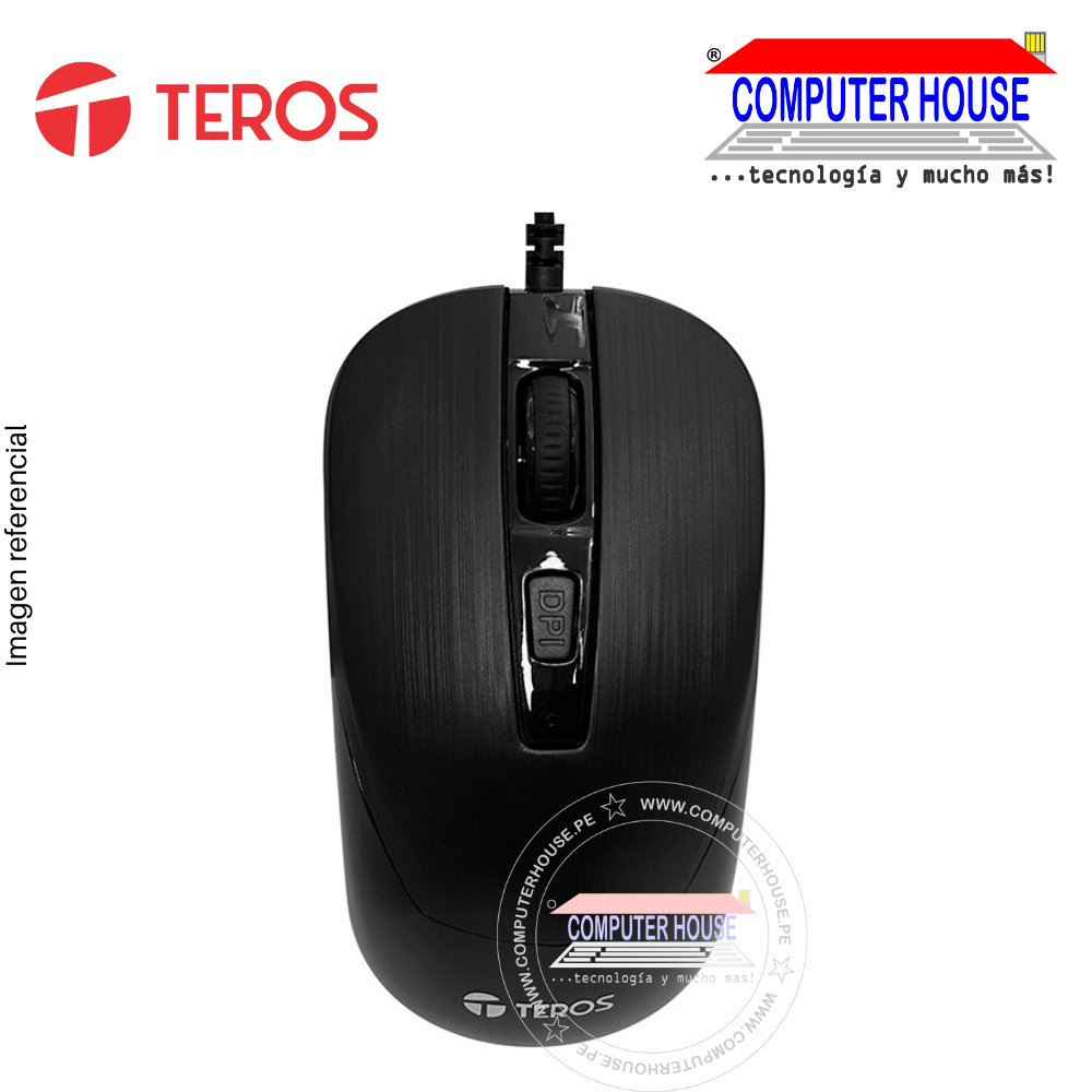 Teros TE-5076N Wired Mouse, 1600dpi, 4 buttons, USB-A connection. 