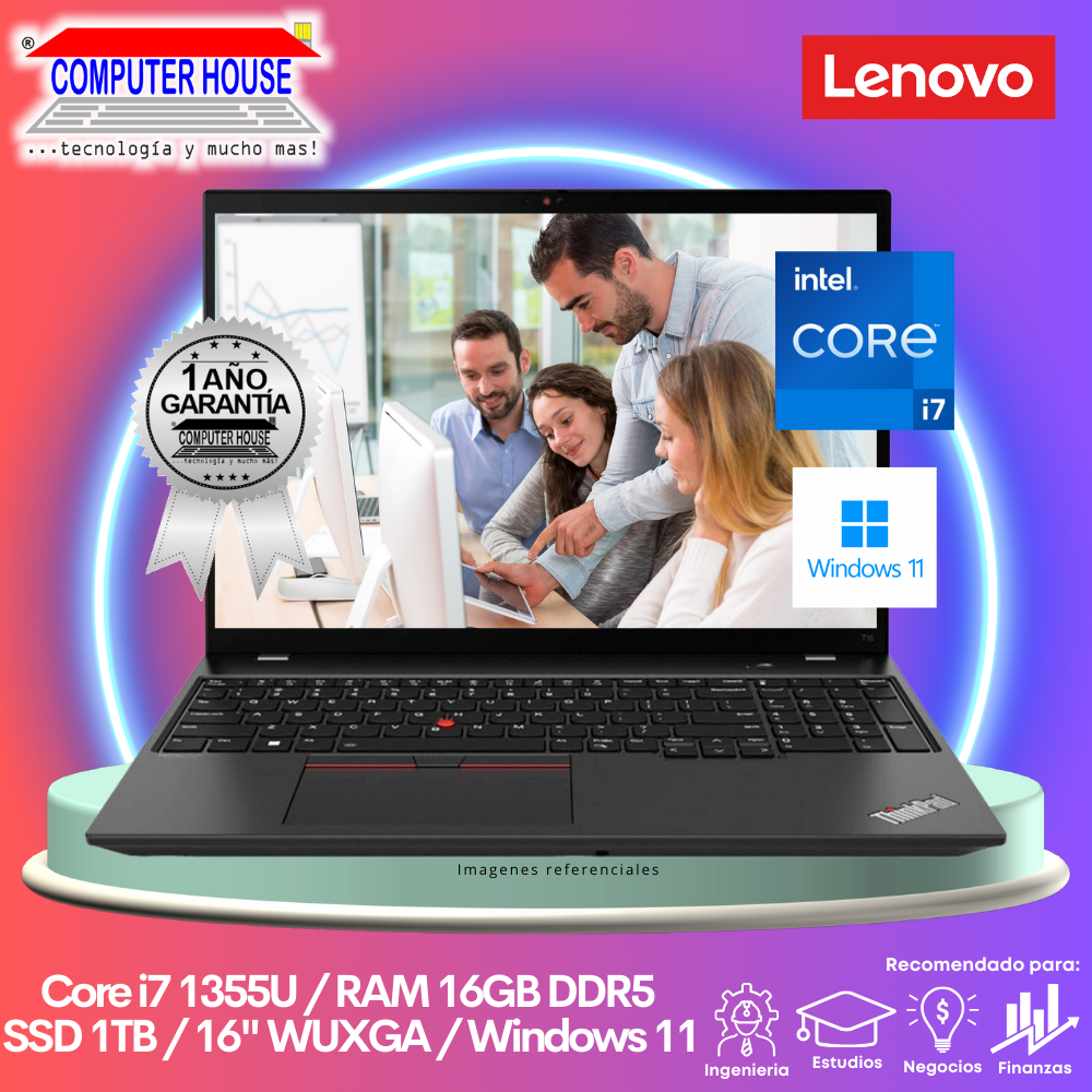 Laptop LENOVO ThinkPad T16, Core i7-1355U, RAM 16GB DDR5, SSD 1TB, 16