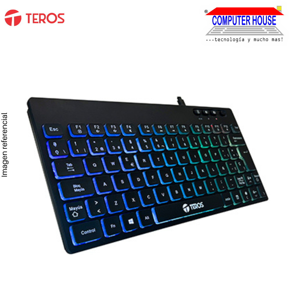 Teclado inalambrico TEROS 4066G, Wi-Fi & Bluetooth, multimedia, con iluminación RGB backlit.