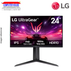 Monitor Gamer LG 24" 24GS65F-B UltraGear, FHD, IPS, 1920x1080, HDMI, DisplayPort, HP-OUT, 180Hz, 1ms, Flat.