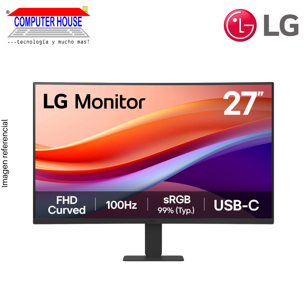 LG 27" 27U421A-B Monitor, Curved, FHD, 100Hz, 5ms with USB-C. 