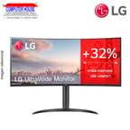 Monitor LG 34" 34WQ75C-B UltraWide, Curvo, QHD, IPS, resolución 3440x1440, 2xHDMI, 1xDisplayPort, LAN, USB-C, USB-A.