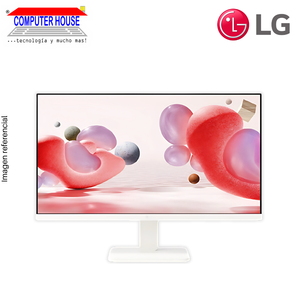 LG 24" 24MR400-W Monitor, Flat, 1920x1080 FHD, 100Hz, 1Ms, 1xHDMI/1xVGA/1xAudio Ports, White. 