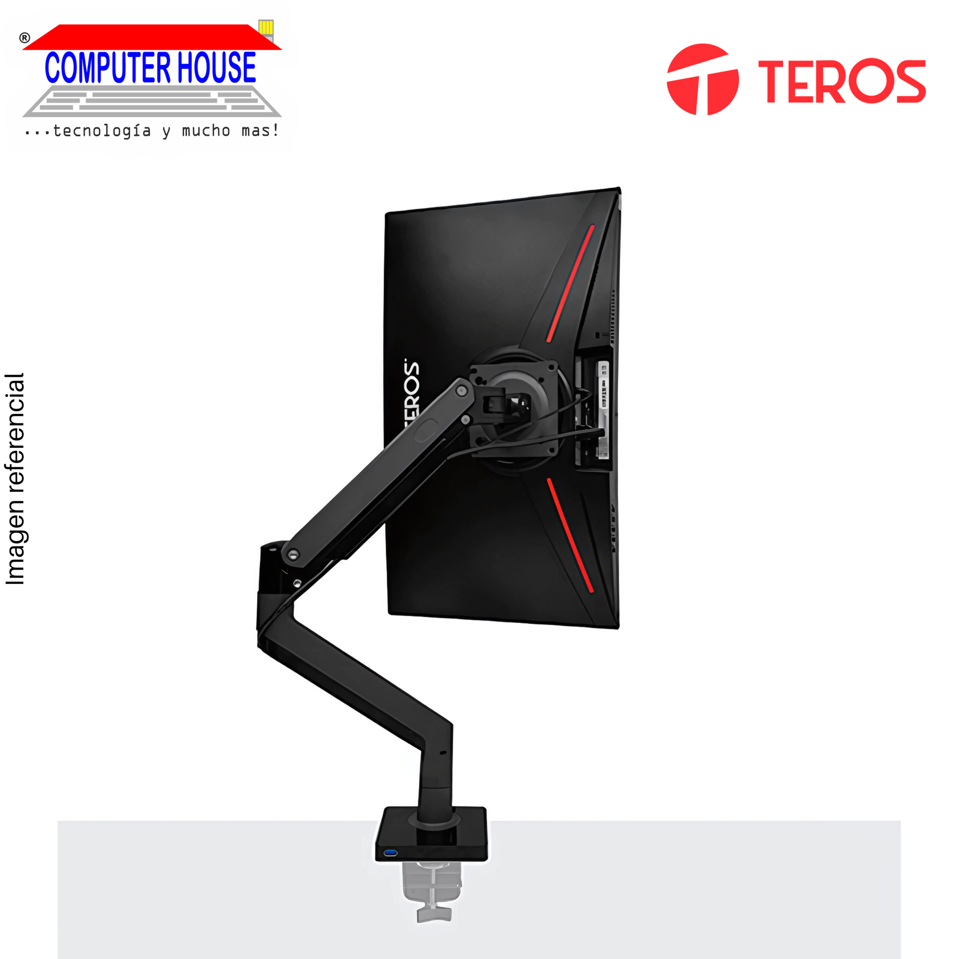 Teros TE-7113 Monitor Rack, Retractable, Sizes 22-35", Vertical and Horizontal Monitor Position, Supports up to 12Kg.