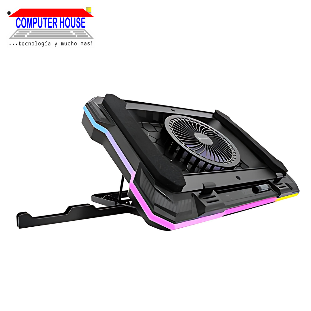 Cooler para Laptop TEROS TE-7133N, 1 Ventiladores, RGB, Hasta 19".