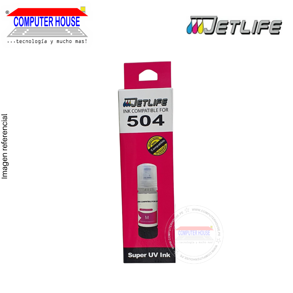 Tinta Jetlife compatible para 504, Super UV Ink, 70ml, Magenta.