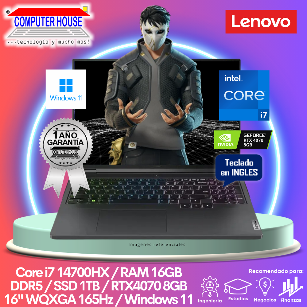 Laptop LENOVO Legion Pro 5, Core i7-14700HX, RAM 16GB DDR5, SSD 1TB, Video RTX4070 8GB, 16