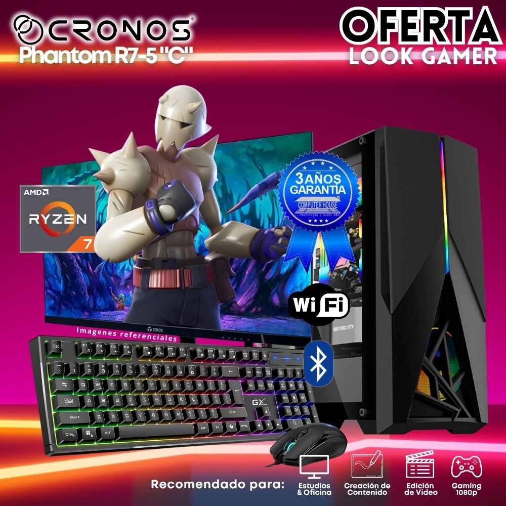 OFFER: CRONOS Qubit R7-5700G PC, 8GB RAM, 500GB SSD, 22″ FHD Monitor, Keyboard + Mouse Kit, Speakers or Headphones.