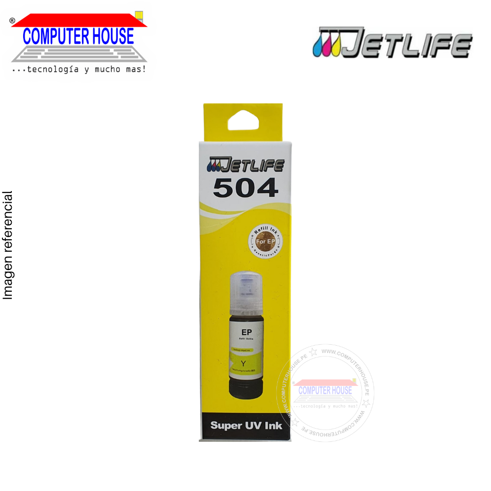 Tinta Jetlife compatible para 504, Super UV Ink, 70ml, Yellow.