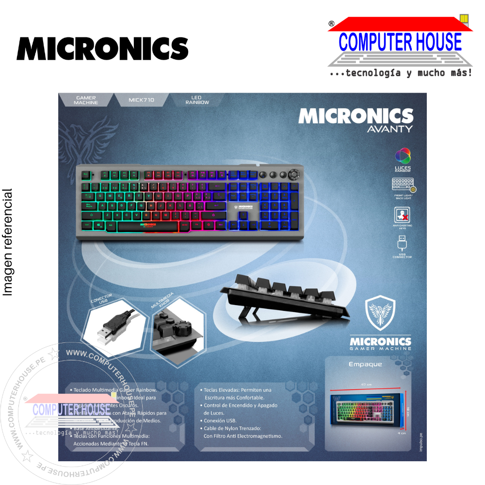 Teclado Gamer Machine Rainbow  MICRONICS AVANTY - MIC K710