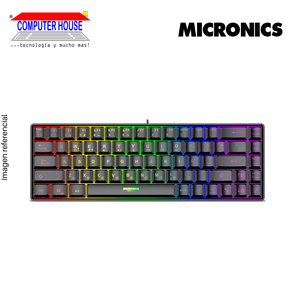 Teclado Gamer Alámbrico MICRONICS Infinity K721+, Conexión USB-A.