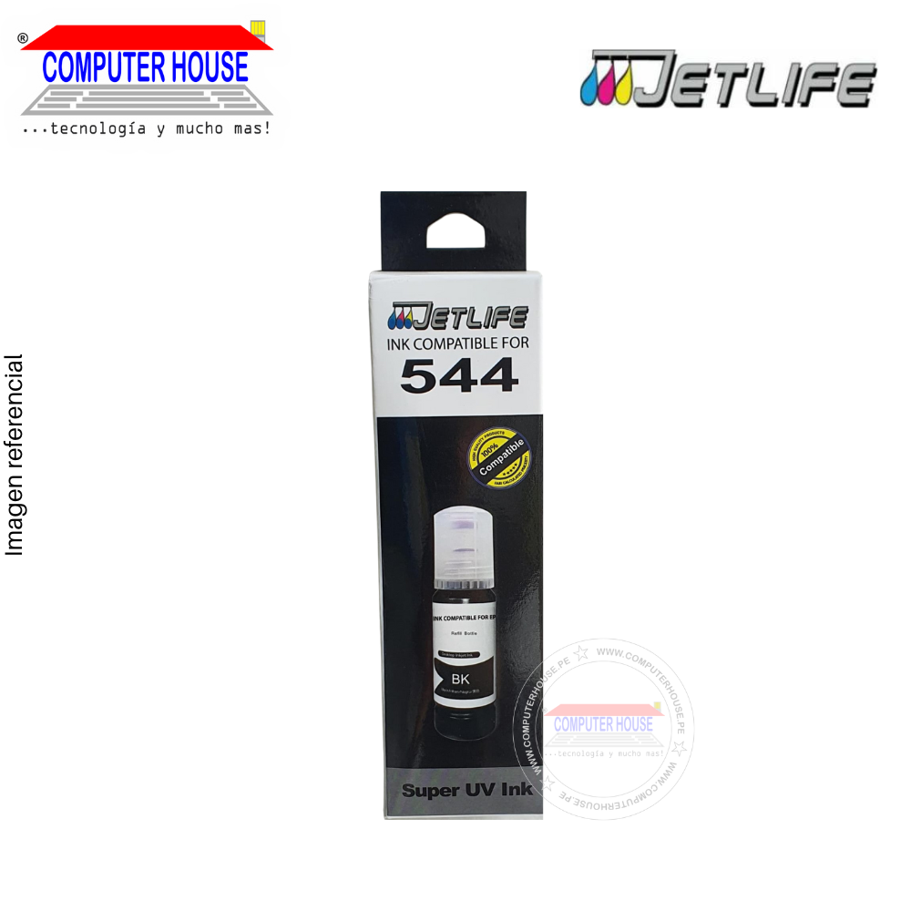 Tinta Jetlife compatible para 544, Super UV Ink, 70ml, Negro.