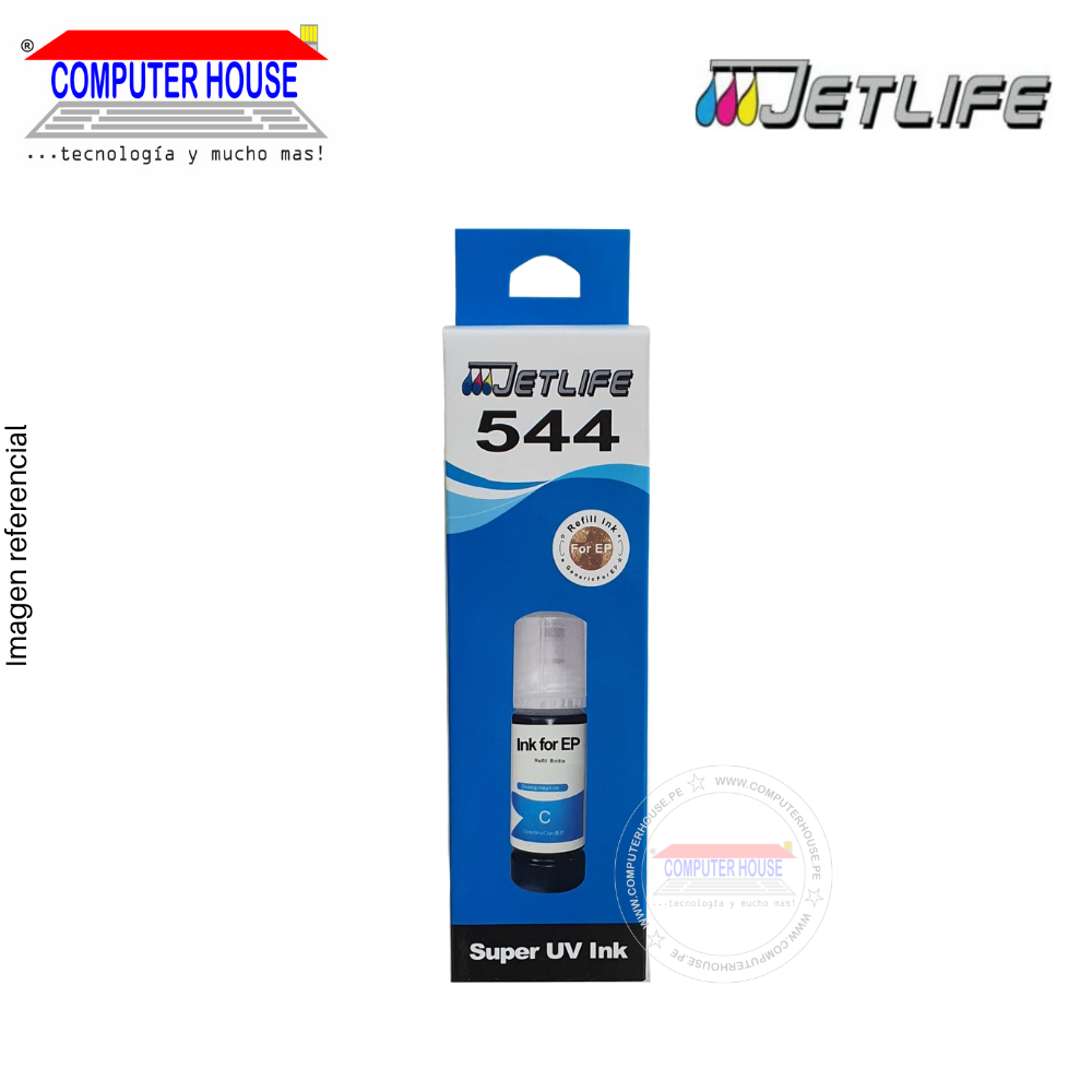 Jetlife ink compatible for 544, Super UV Ink, 70ml, Cyan.