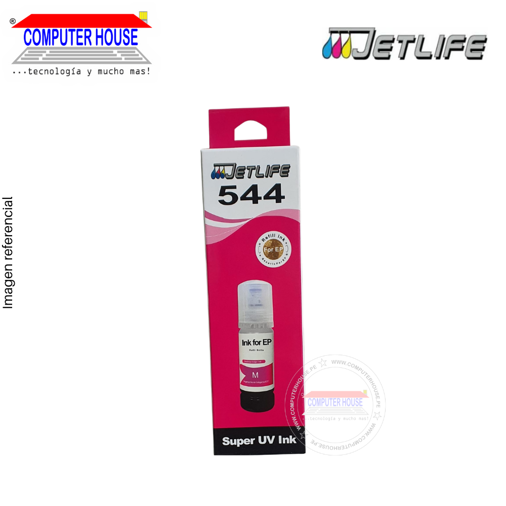 Tinta Jetlife compatible para 544, Super UV Ink, 70ml, Magenta.