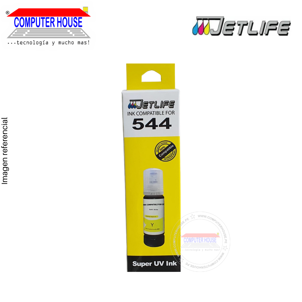 Tinta Jetlife compatible para 544, Super UV Ink, 70ml, Yellow.