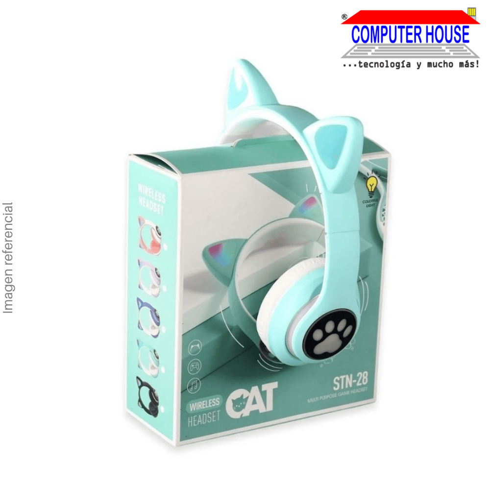 Audífono Inalámbrico STN-28A vincha con diseño orejas de Gato, Bluetooth, Micrófono - Colores