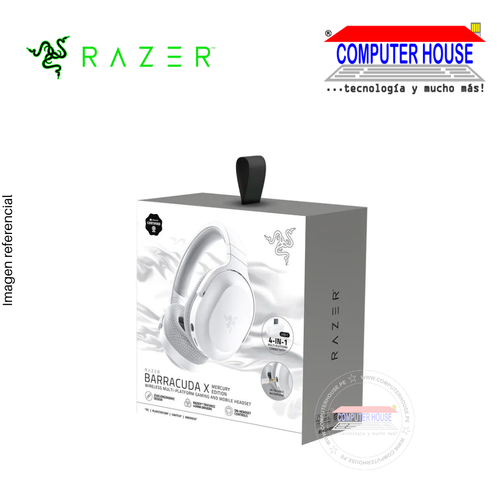 RAZER AUDIFONO C/MICROF. BARRACUDA X 2022 50H WIRELESS / BT / 3.5 MM SMARTSWITCH WHITE (RZ04-04430200-R3U1)