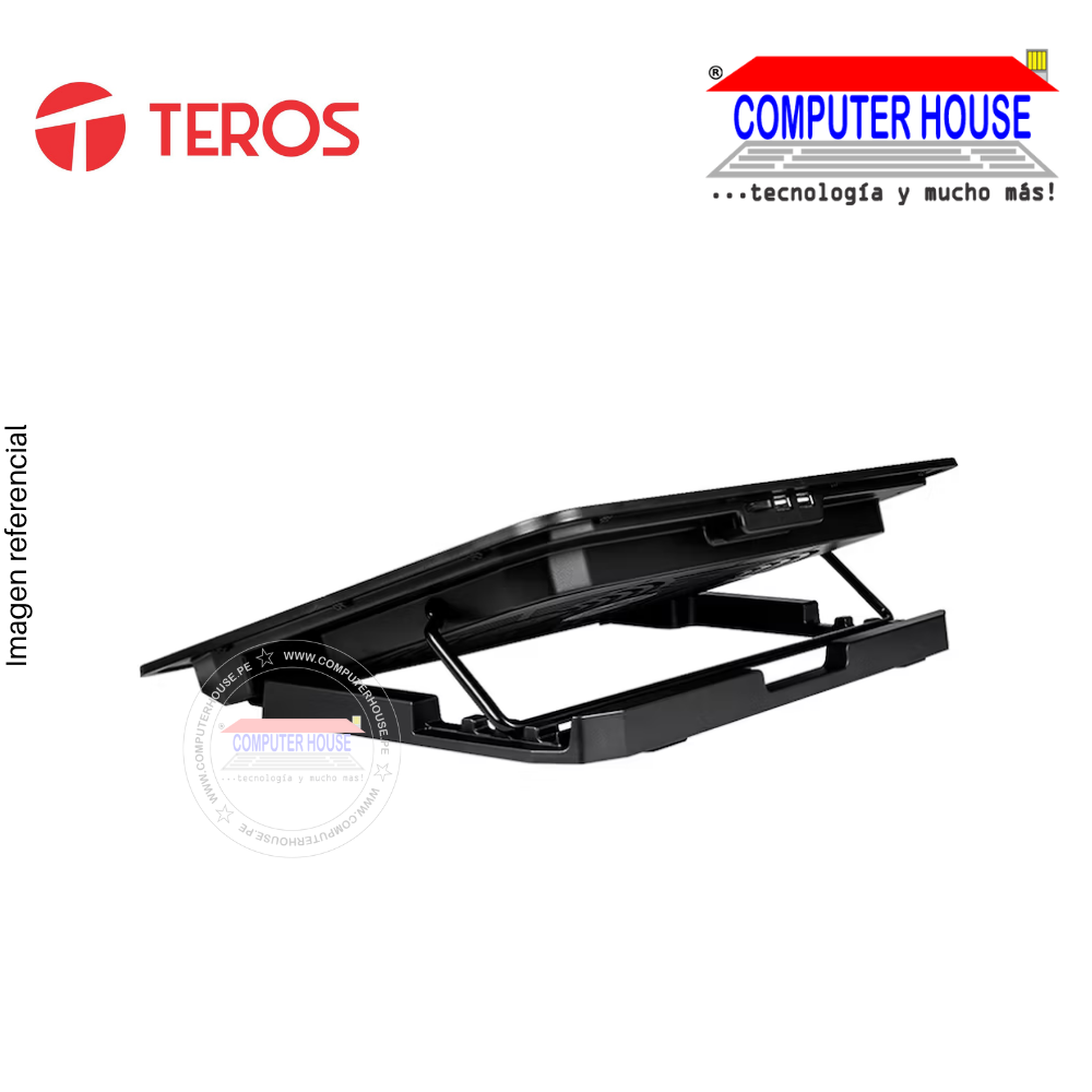 Cooler para Laptop TEROS TE-7020N, 2 Ventiladores, 5 niveles de inclinación, Hasta 15.6".