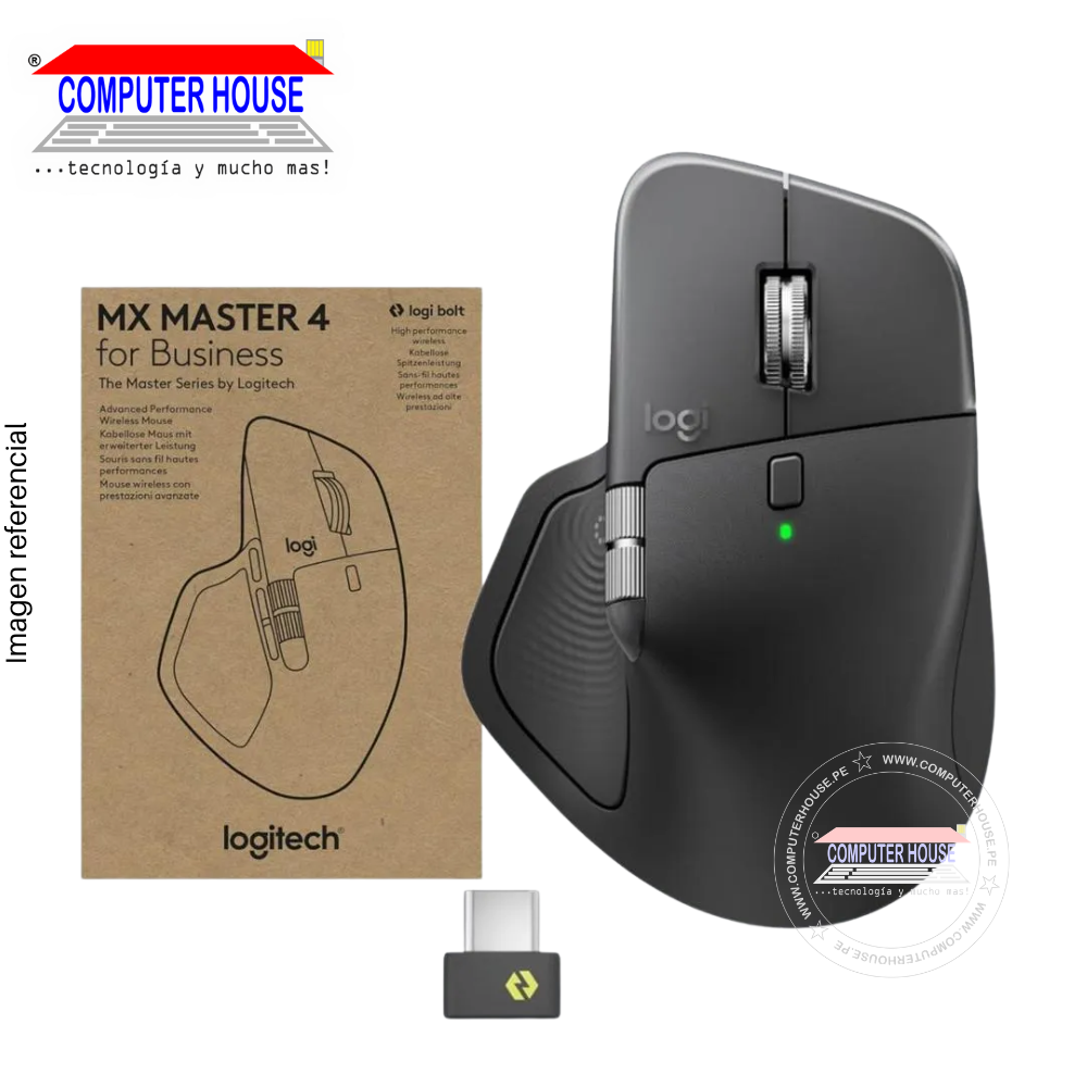 Mouse Gamer Inalámbrico LOGITECH MX MASTER 4 USB-C Wireless, Bluetooth, 8K, negro.