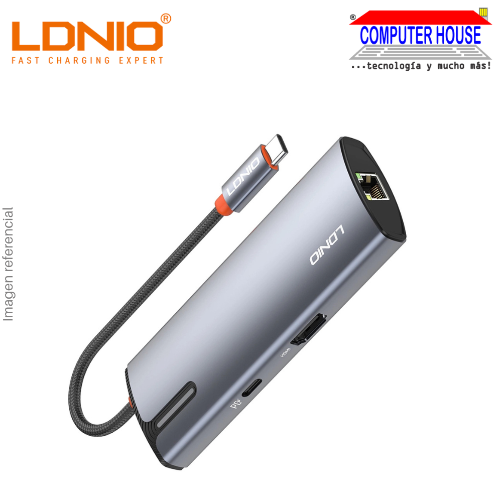 LDNIO DS-16H 6-in-1 USB Hub Extension - Silver